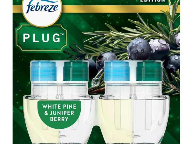 Lot 96-164584 - Febreze Plug In Air Freshener, Odor-Fighting Oil Refill, Pine &amp; Berry, Christmas Tree Scent, 2 R...