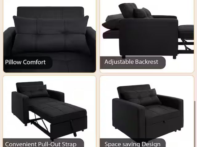 Lot 96-163554 - MAYKOOSH
38 in. Black Tufted Linen Twin Size Sofa Bed with Metal Frame

MSRP $340

New