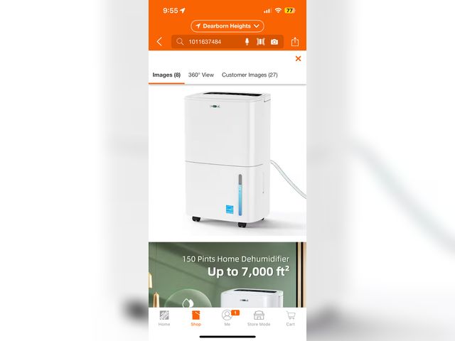 Lot 96-165882 - 150 pt. 7,000 sq.ft. Dehumidifier in. White with Pump, Drain Hose and Bucket for Basement, Garage, A...