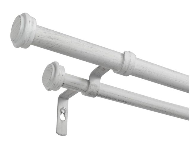 Lot 96-170645 - EXCLUSIVE HOME Topper Double Curtain Rod and Finial Set, Distressed White, 66"-120"
Appears new