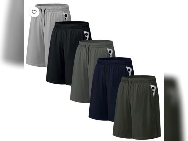 Lot 96-230743 - ASUDESIRE 5 Pack Men's Athletic Shorts Mesh Workout Gym Activewear Basketball Shorts 8" Inseam With ...