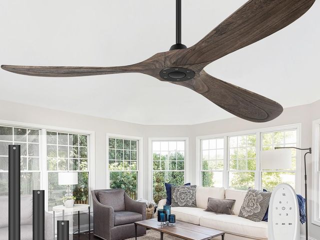 Lot 96-210005 - Eliora 52" Ceiling Fans Without Lights, Wood Ceiling Fan no Light with Remote, Large Outdoor Ceiling...
