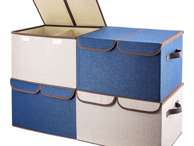 Lot 96-177697 - senbowe Larger Storage Cubes [4-Pack] Linen Fabric Foldable Collapsible Storage Cube Bin Organizer B...