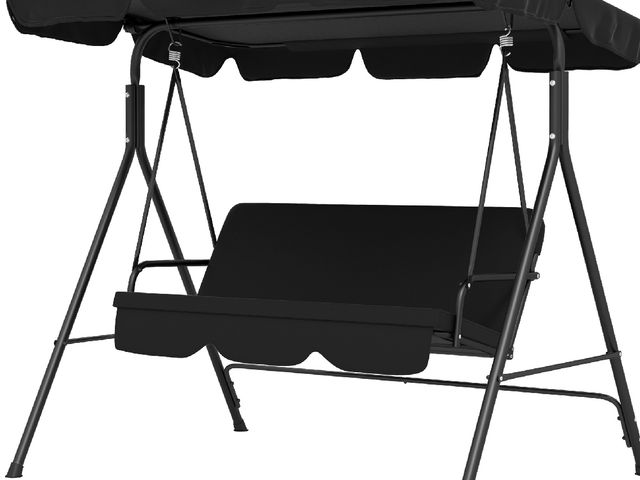 Lot 96-160402 - Outsunny 3-Seat Outdoor Patio Swing Chair w/ Cushion, Steel Frame Stand, Adjustable Tilt Canopy for ...