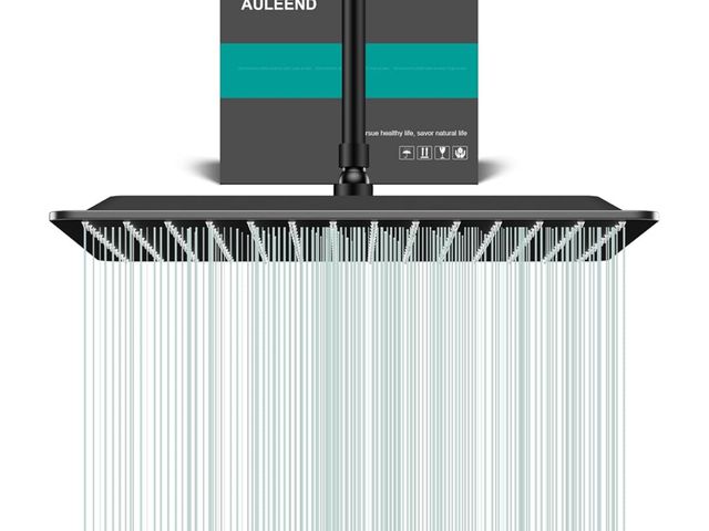 Lot 96-163787 - Square Rain Shower Head, High Flow Stainless Steel,Work with any decorative style，All Metal Rainfall...