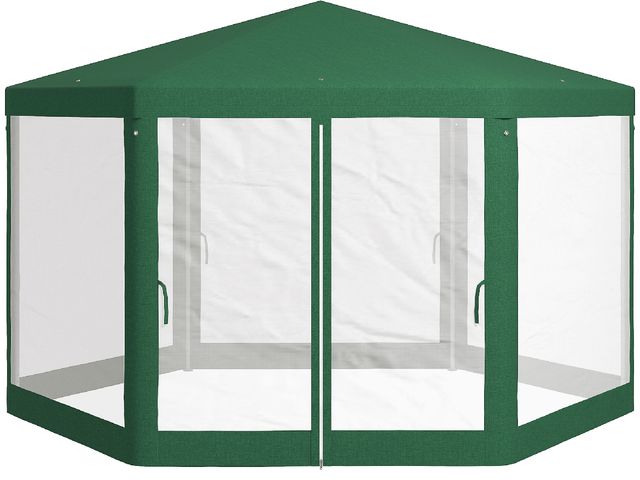 Lot 96-160420 - Outsunny 13' x 11' Outdoor Party Tent, Hexagon Sun Shade Shelter Canopy w/ Protective Mesh Sidewalls...