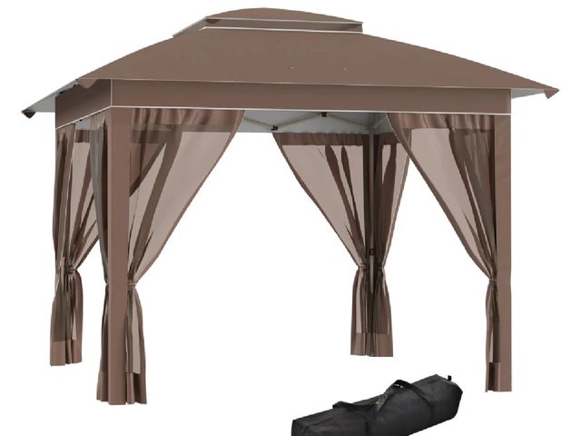 Lot 96-159661 - Outsunny 12' x 12' Pop Up Canopy Tent with Netting and Carry Bag, Instant Sun Shelter with 137 sq.ft...