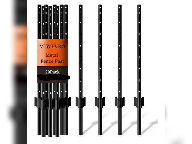 Lot 96-178435 - 20 Pack Garden Fence Post, Approximately 4 Feet Heavy Duty Metal U-Post for Wire Fence, No Dig Garde...