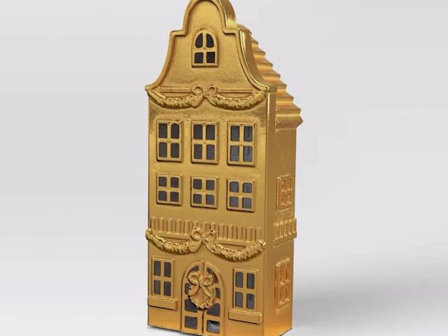 Lot 96-187938 - Set of 7 Gold Christmas Houses 
New 
All The Same House
