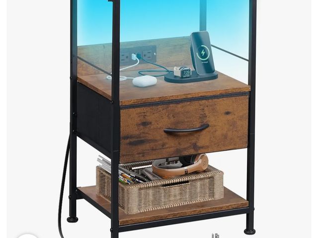 Lot 96-180975 - Night Stand, Side Table with Fabric Storage Drawer, Small Nightstand, Bedside Table End Table for Be...