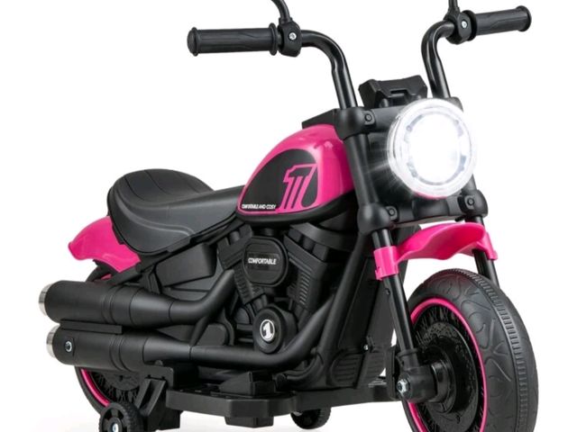 Lot 96-197415 - Children Electric Motorcycle Ride on Motorbike w/Training Wheels &amp; LED Headlight Open Box, loose...