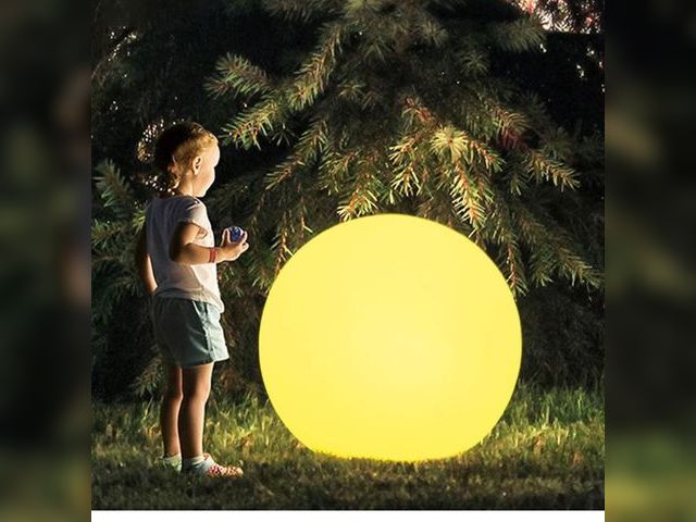 Lot 96-164470 - 20-in LED Glowing Orb Light, Dimmable RGB Color Changing Globe Floor Lamp with Remote, Large Recharg...