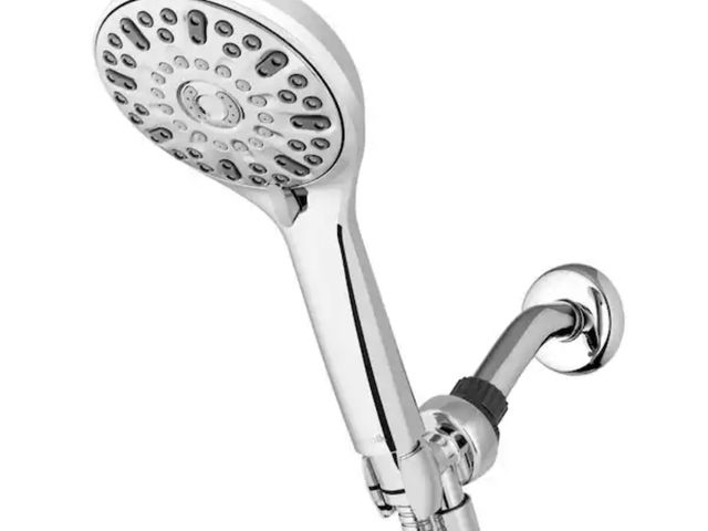 Lot 96-191859 - Waterpik
7-Spray Patterns with 1.8 GPM 4.75 in. Wall Mount Adjustable Handheld Shower Head in Chrome...