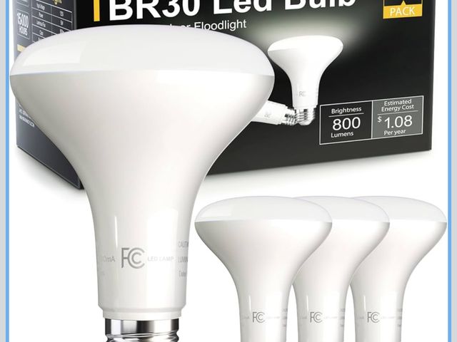 Lot 96-191105 - TJOY LED Flood Light Bulb, Recessed Ceiling Bulb, BR30, 65W Equivalent Efficient 9W, Dimmable, E26, ...