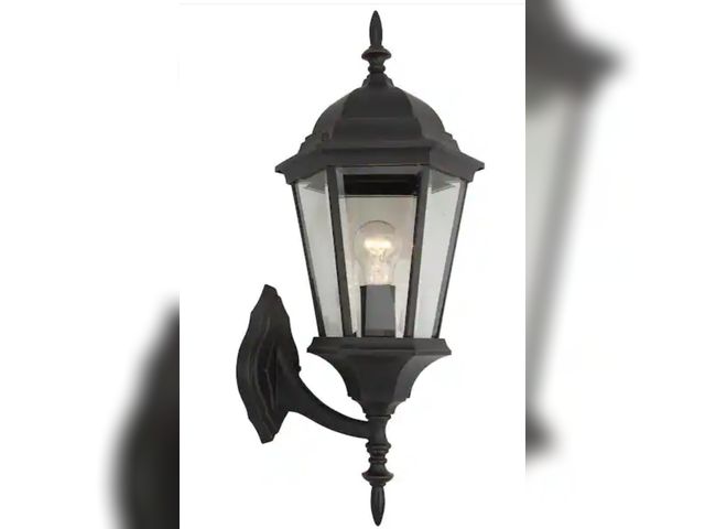 Lot 96-198229 - 1-Light Oil Rubbed Bronze Outdoor Wall Lantern Sconce
Open box 
Wires appear gently used 
Untested