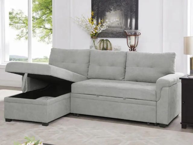 Lot 96-198790 - Perry Modern Sectional Sofa with Storage Chaise Velvet, Gray 
Carton 2 ONLY!! 
Missing parts of sect...