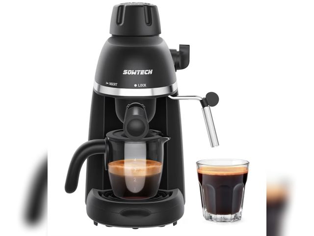 Lot 96-200827 - SOWTECH Coffee Machine, 3.5 Bar Espresso Cappuccino Machine with Milk Frother, 1-4 Cup Portable Coff...