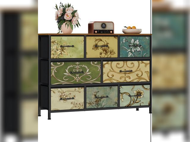 Lot 96-172272 - Furnulem 8 Drawer Dresser, Wide Fabric Chest of Drawers, Vintage Furniture for Bedroom, Living Room,...