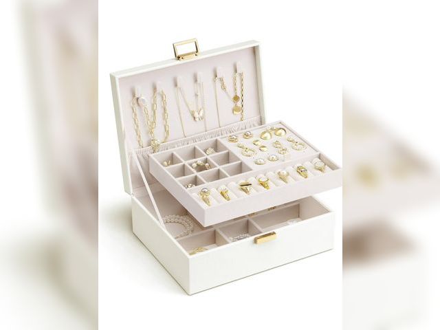 Lot 96-191324 - Vlando Jewelry Box for Women, Gift for Women Girls,2 Layer Jewelry Box,Large Jewelry Organizer for W...