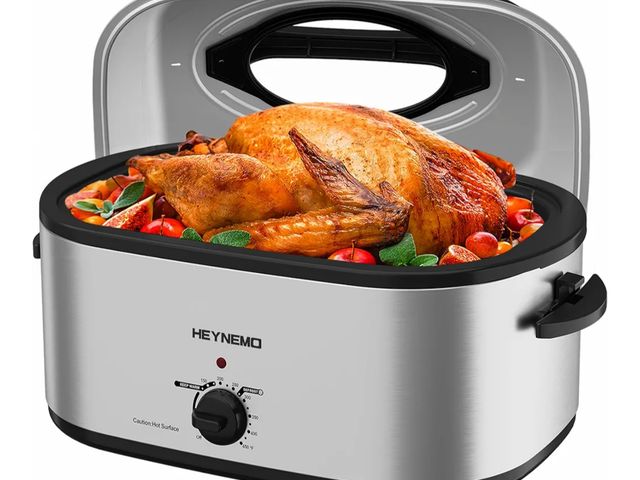 Lot 96-173849 - 28 Quart Electric Roaster Oven with Visible &amp; Self-Basting Lid, Large Turkey Roaster with Defros...