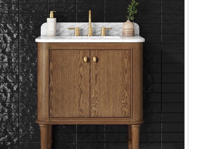 Lot 96-199893 - Home Decorators
Collection
Collette 30 in. Single Sink Cinnamon Oak Bath Vanity with White Carrara M...