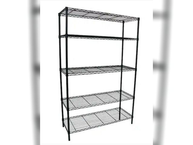 Lot 96-163339 - HDX
5-Tier Steel Wire Shelving Unit in Black (36 in. W x 72 in. H x 16 in. D)
Only has 4 shelves!!!!...