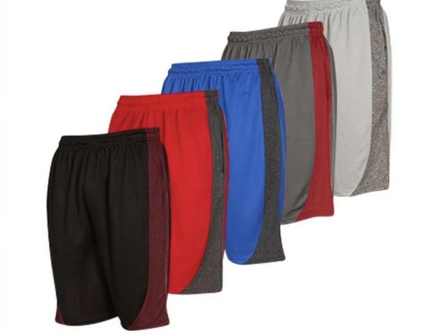 Lot 96-230952 - Daresay  5 Pack: Mens Moisture Wicking Athletic Basketball &amp; Gym Workout Shorts with Pockets Mul...