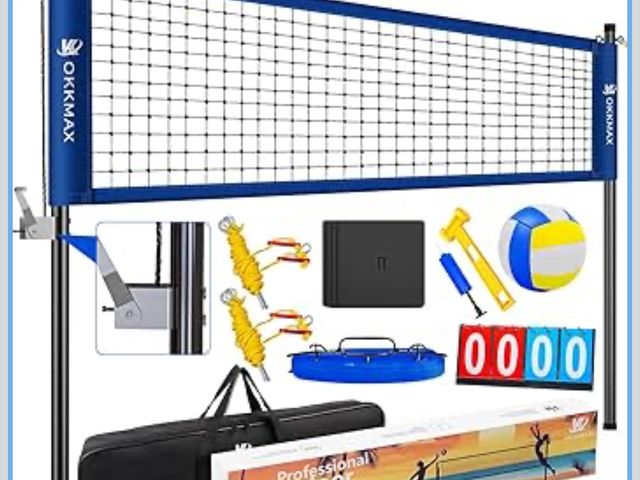 Lot 96-169180 - Professional Outdoor Volleyball Net Set with Adjustable Poles &amp; Anti-Sag Design, Portable Volley...