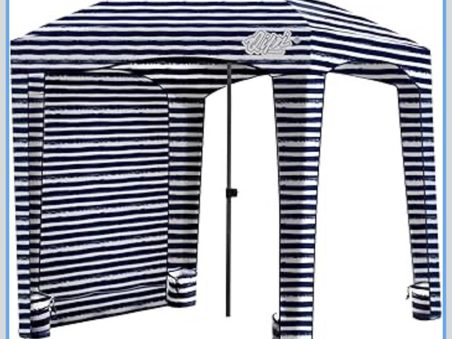 Lot 96-180921 - Qipi Beach Cabana - Easy to Set Up Canopy, Waterproof, Portable 6' x 6' Beach Shelter, Included Side...