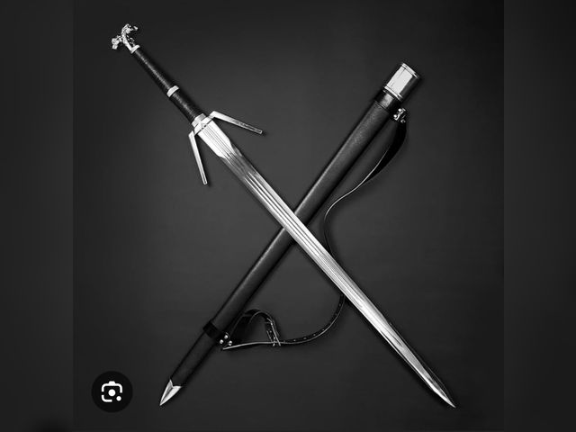 Lot 96-178426 - BAOKEEL Medieval Silver Sword Steel Sword Metal Replica Sword 41inch with Display Hanging Board Suit...