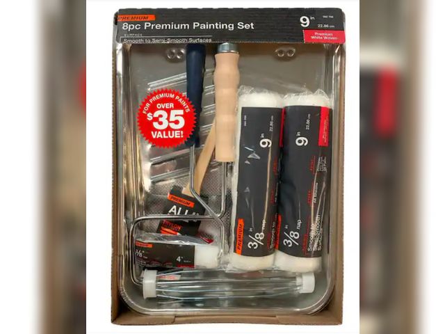 Lot 96-180493 - 8-Piece Metal Tray/Shed Resistant White Woven Paint Applicator Kit
New