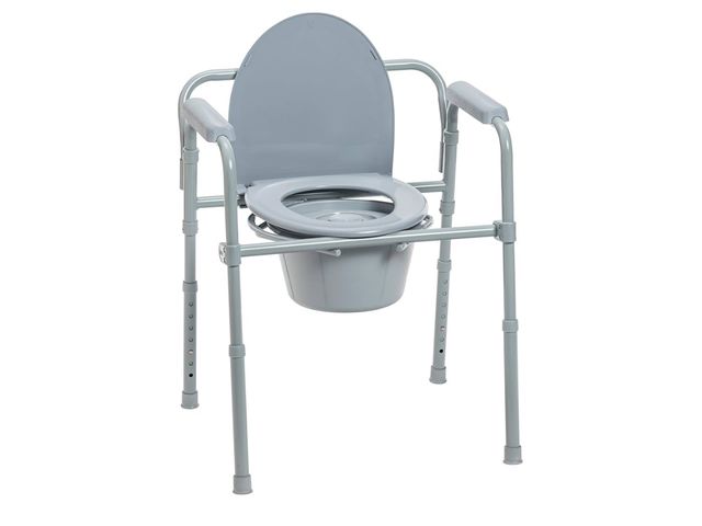 Lot 96-170427 - Drive Medical 11148-1 Folding Steel Bedside Commode Chair, Portable Toilet, Supports Individuals Wei...
