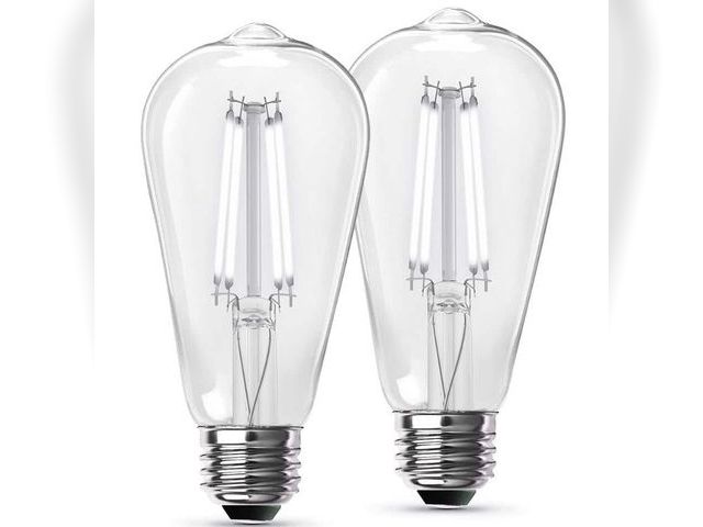 Lot 96-178799 - 4 Packs of Feit Electric 60W Equivalent ST19 CEC Dimmable Straight Filament Clear Glass E26 Vintage ...