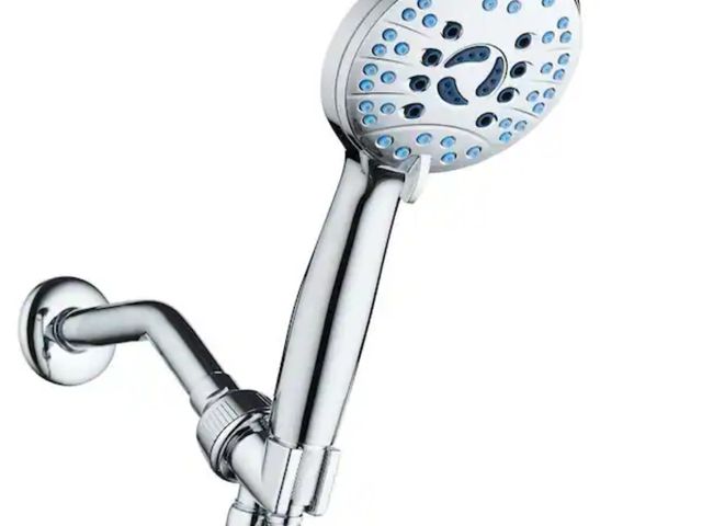 Lot 96-179838 - 8-Spray Patterns 2.5 GPM 4.5 in. Wall Mounted Dual Shower Head and Adjustable Pressure Hand Shower i...