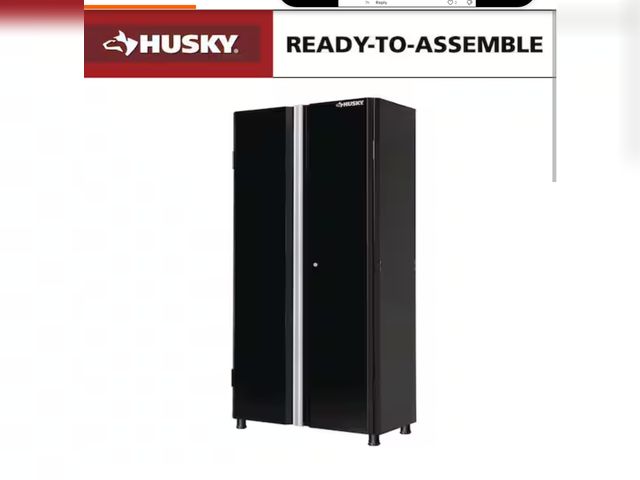 Lot 96-174333 - Husky 
Ready-to-Assemble 24-Gauge Steel Freestanding Garage Cabinet in Black (36.6 in. W x 72 in. H ...