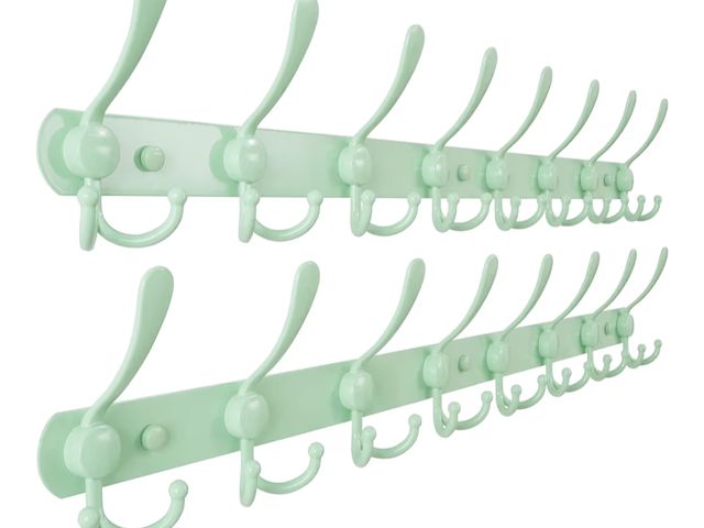 Lot 96-177430 - Dseap Coat Rack Wall Mount - 29.5” Long 8-Tri-Hooks Heavy Duty Coat Hanger Rail Wall Hooks for Hangi...