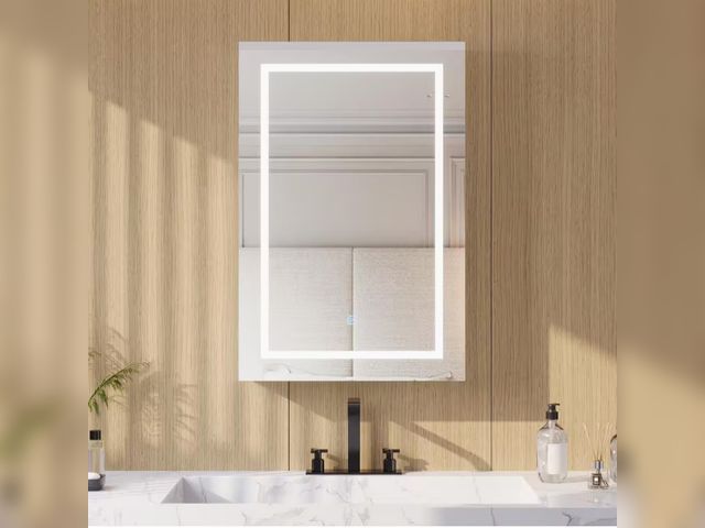 Lot 96-179203 - DEERVALLEY
24 in. W x 36 in. H Rectangular Silver Aluminum Surface Mount Medicine Cabinet with Mirro...