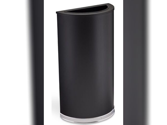 Lot 96-181455 - Safco Trash Can, 15 Gallon Garbage Bin with Dual Trash and Recycling Lids, Half Round, Black MSRP $2...