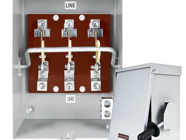 Lot 96-170408 - 200-Amp, 3 Pole 120V/240V General Safety Switch, Non-Fused AC Disconnect Switch Box, Outdoor&amp;Ind...