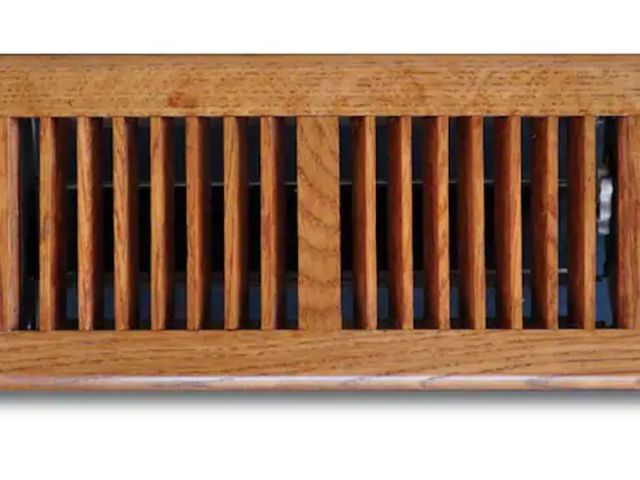 Lot 96-232591 - Box of 6 T.A. Industries 4 in. x 10 in. Oak Floor Diffuser 5 new - 1 open package