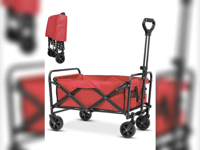 Lot 96-176827 - Collapsible Foldable Beach Wagon,Wagon Carts with Wheels folding,Utility Grocery Lounge Wagon for Sa...