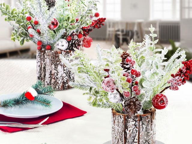 Lot 96-190826 - 2 Pack Christmas Table Decorations, 14 Inch Christmas Centerpiece Small Potted Christmas Tree, Pine ...