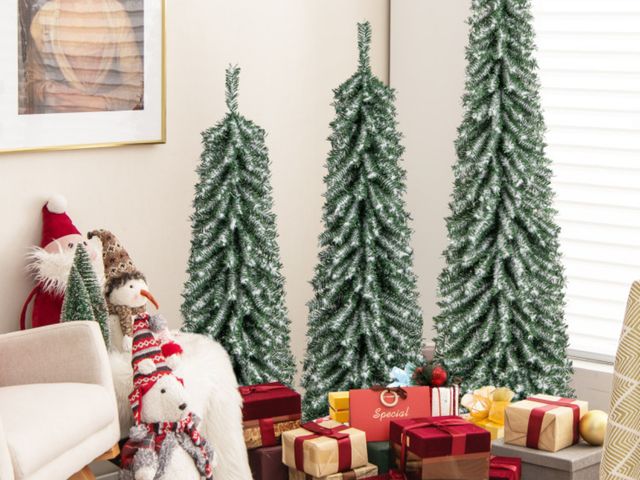 Lot 96-192402 - 4/5/6 Feet Artificial Christmas Tree Set of 3 with Realistic Accumulated Snow MSRP $159.99 New