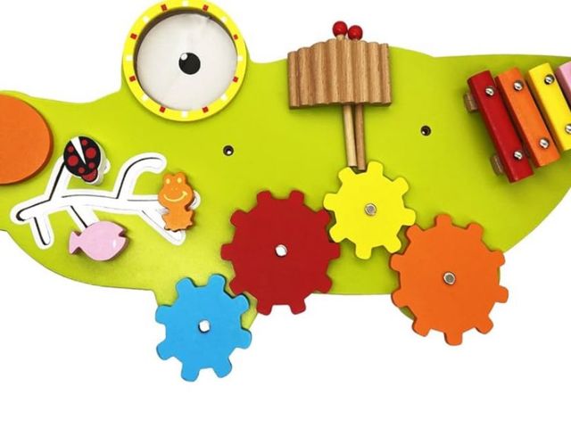 Lot 96-166209 - Crocodile Activity Wall Panels - Toddler Learning Activity Center - Easy-to-Install Wall-Mounted Int...