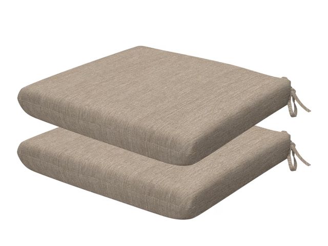 Lot 96-176195 - Honeycomb Outdoor Set of 2 Seat Pads, 18 x 17.5, Textured Solid Birch Tan Universal Chair Cushions f...
