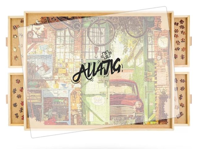 Lot 96-177296 - ALL4JIG 1500 Piece Rotating Puzzle Board with Drawers and Cover,25"x34"Portable Wooden Jigsaw Puzzle...