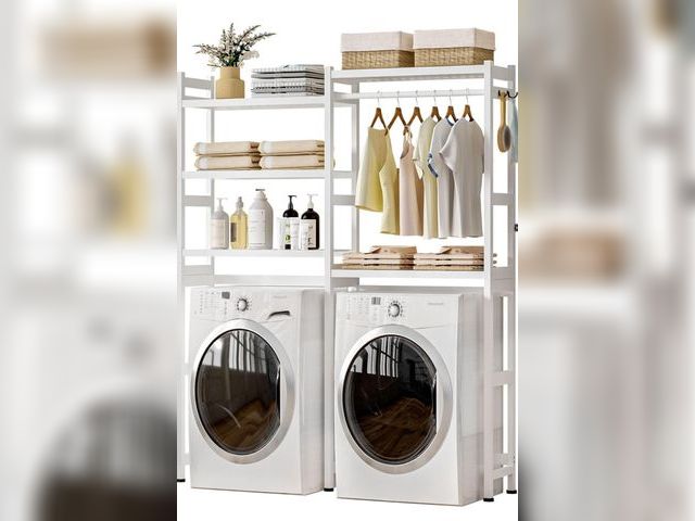 Lot 96-163994 - Over The Washer and Dryer Storage Shelf Bamboo,5 Tiers Laundry Room Drying Rack with Adjustable Shel...