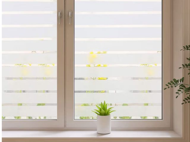 Lot 96-190262 - 2/4 Stripe Frosted Window Film, Privacy Glass Window Sticker, Vinyl Decorative Window Decals, UV Pro...