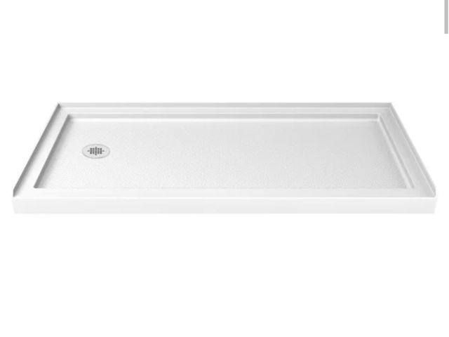 Lot 96-225906 - DreamLine SlimLine 60 in. x 32 in. Single Threshold Shower Pan Base in White with Left Hand Drain Ne...
