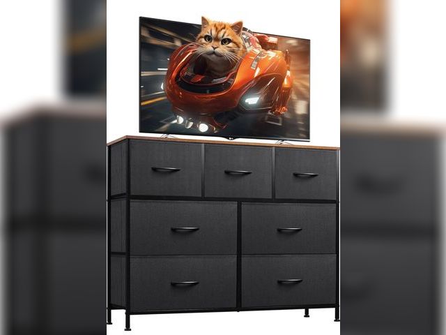 Lot 96-180866 - WLIVE 7 Drawer Dresser TV Stand, Entertainment Center, Media Console Table with Metal Frame and Wood...